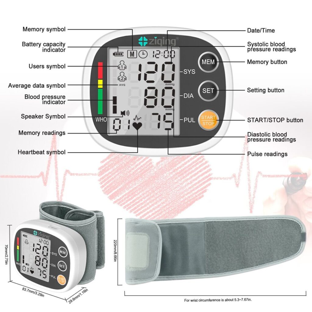 Ziging Wrist Automatic Blood Pressure Monitor Manual