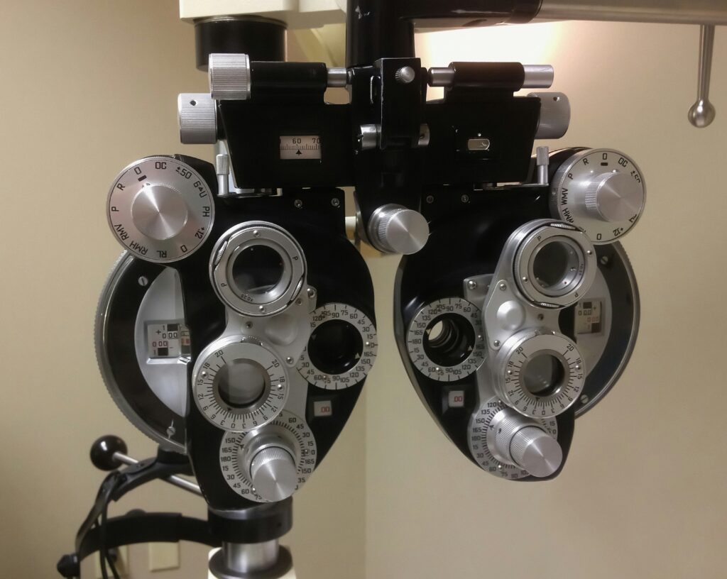 A phoropter-eye examiner